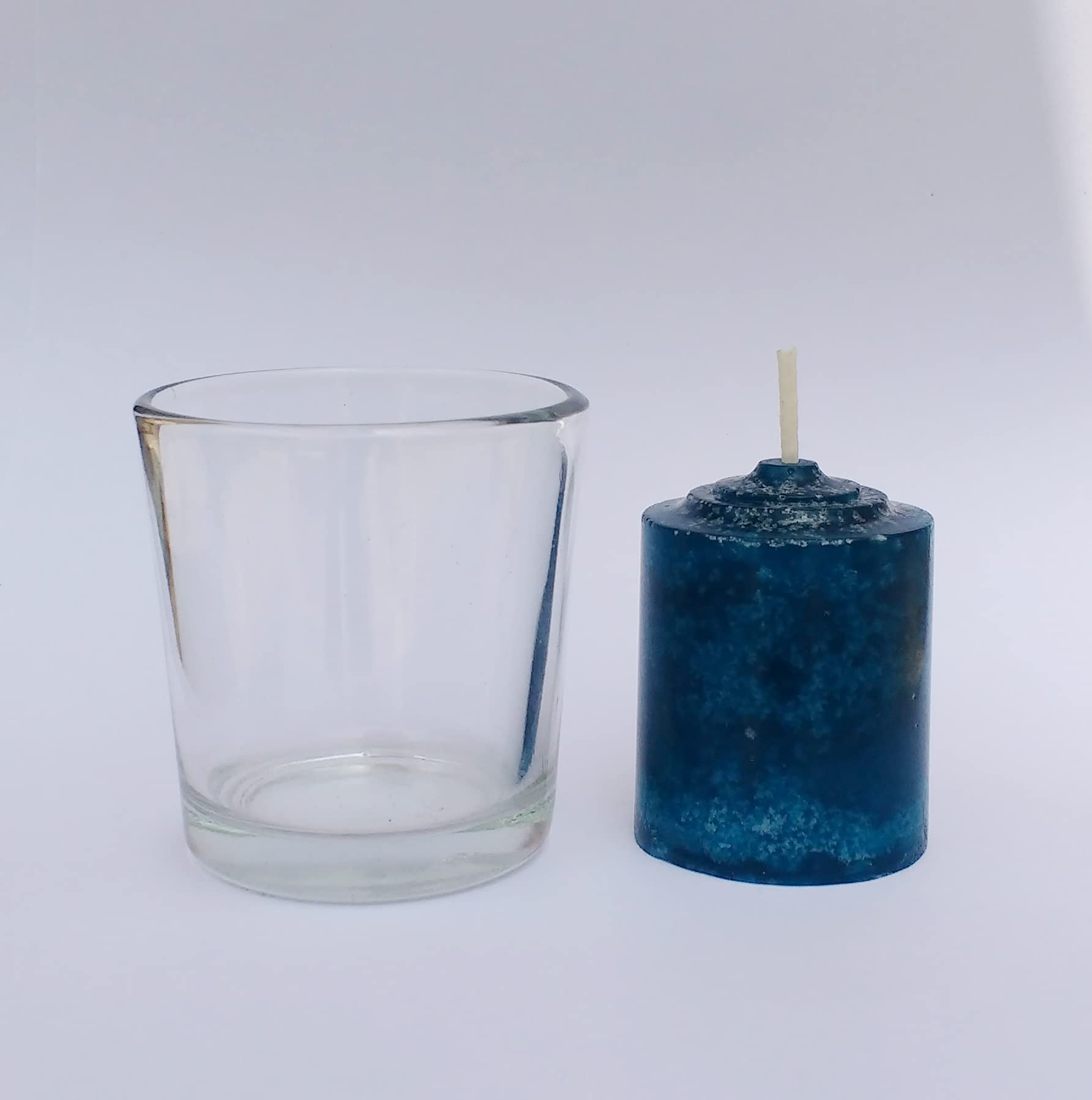 Pure Indian Candle Handpourd Forest Scented Dark Aqua Mottle Wax Votive Candle PIC0315 (Pack of 4 Pcs.) Burn Time 10 Hrs.